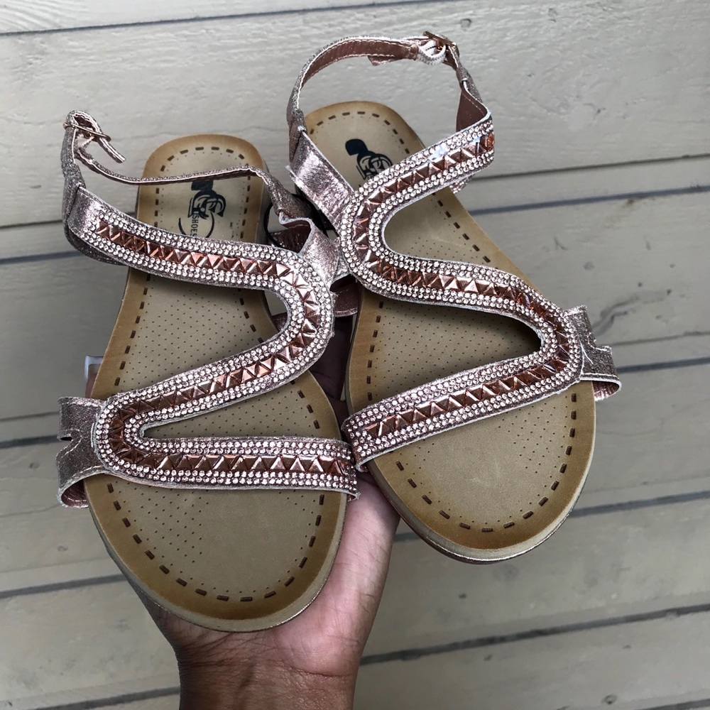 Rose gold gladiator sandals